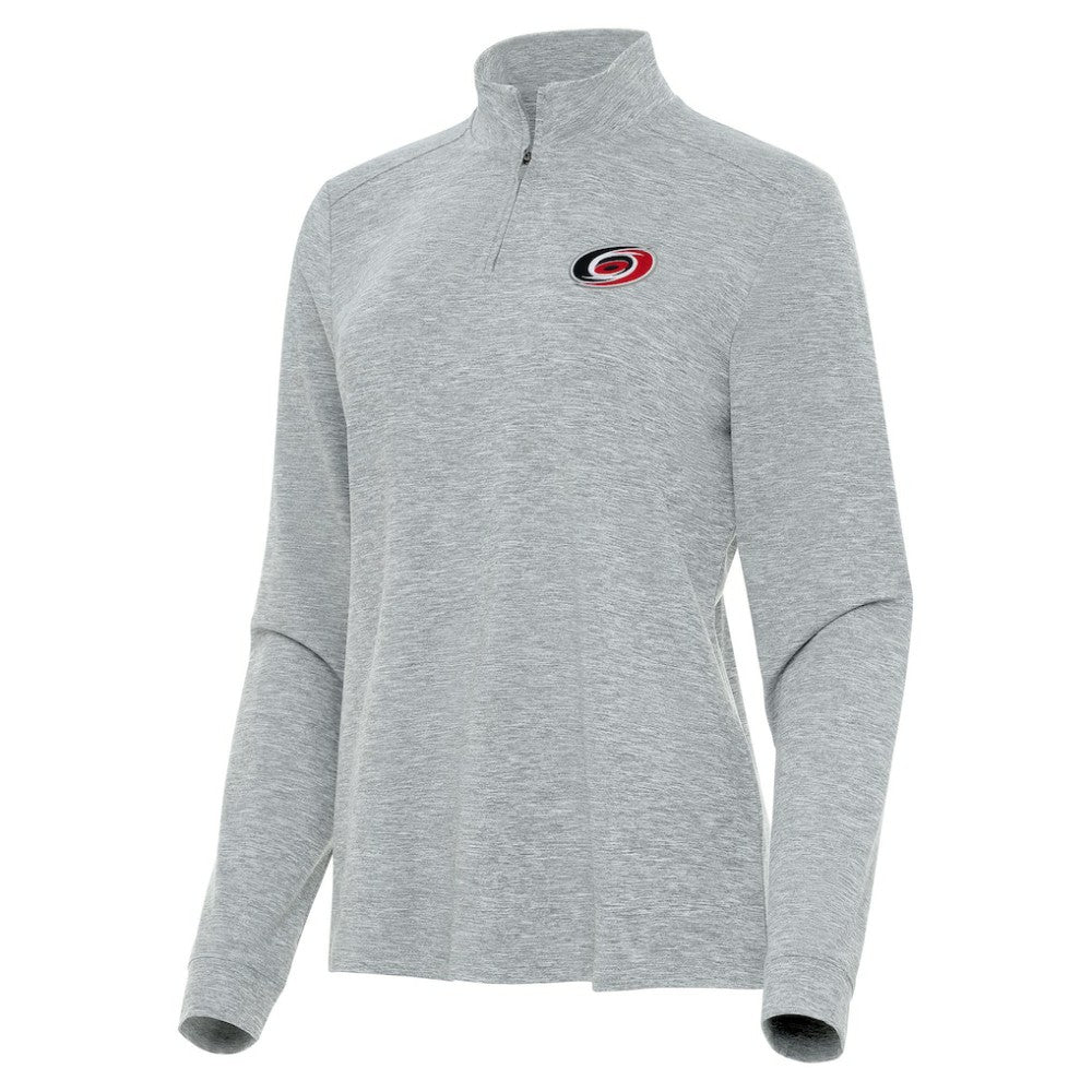 Carolina Hurricanes Antigua Women's Mentor Quarter-Zip Mock Long Sleeve Top - Heather Gray - NHL 202233691