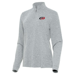 Carolina Hurricanes Antigua Women's Mentor Quarter-Zip Mock Long Sleeve Top - Heather Gray - NHL 202233691