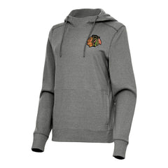 Chicago Blackhawks Antigua Women's Justice Pullover Hoodie - Heather Black - NHL 202233792