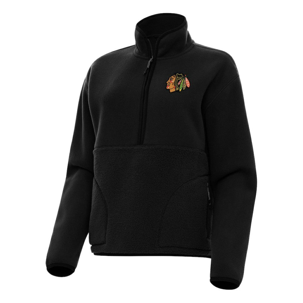 Chicago Blackhawks Antigua Women's Figure Half-Zip Pullover Sweatshirt - Black - NHL 202233895