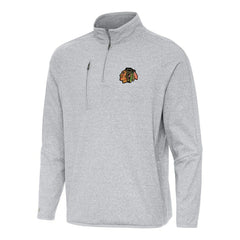 Chicago Blackhawks Antigua Certain Quarter-Zip Tri-Blend Sweatshirt - Heather Gray - NHL 202233929