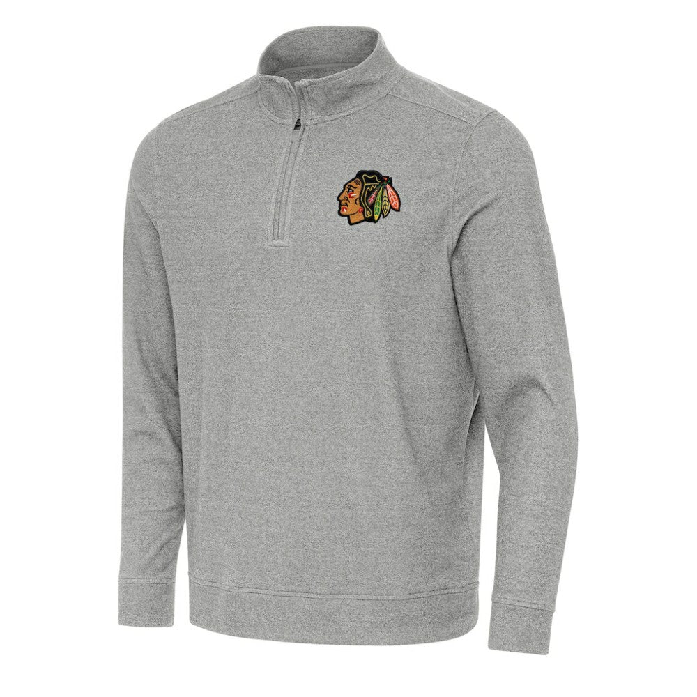 Chicago Blackhawks Antigua Subtle Quarter-Zip Sweatshirt - Heather Gray - NHL 202233942