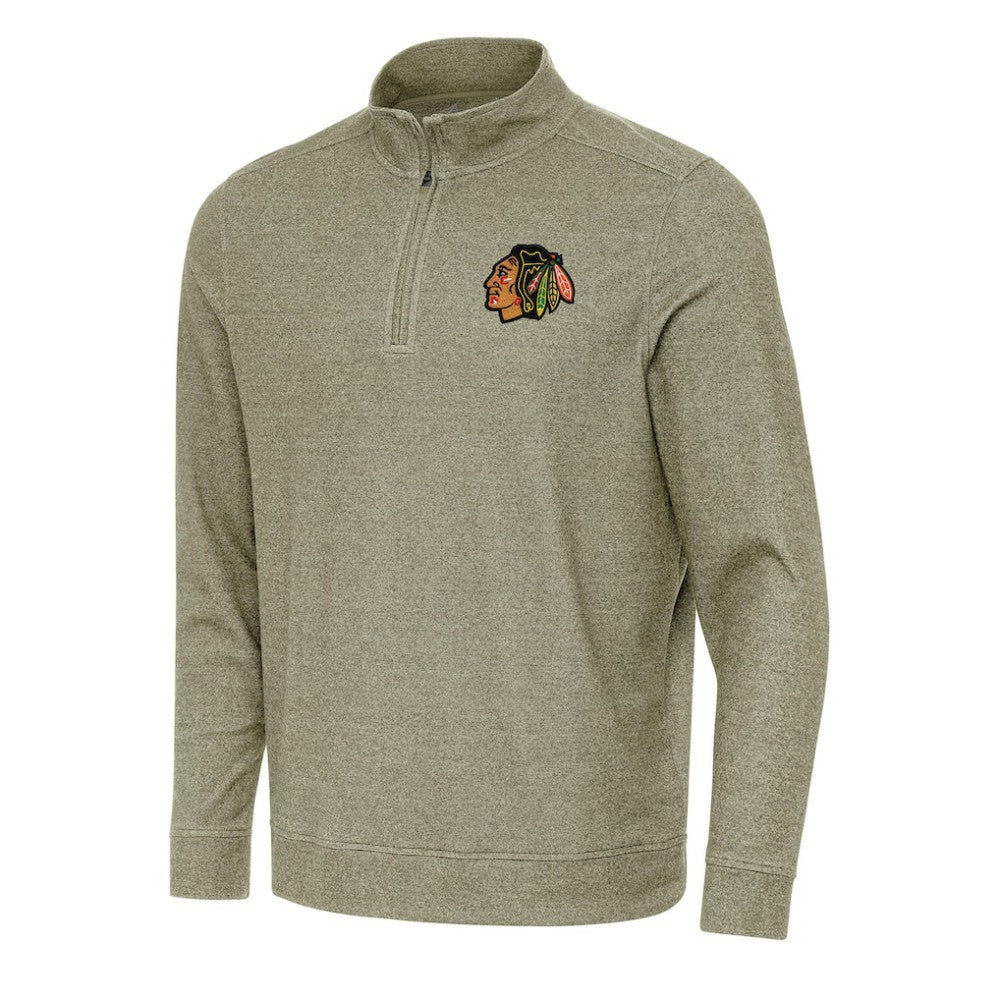 Chicago Blackhawks Antigua Subtle Quarter-Zip Sweatshirt - Olive - NHL 202233945