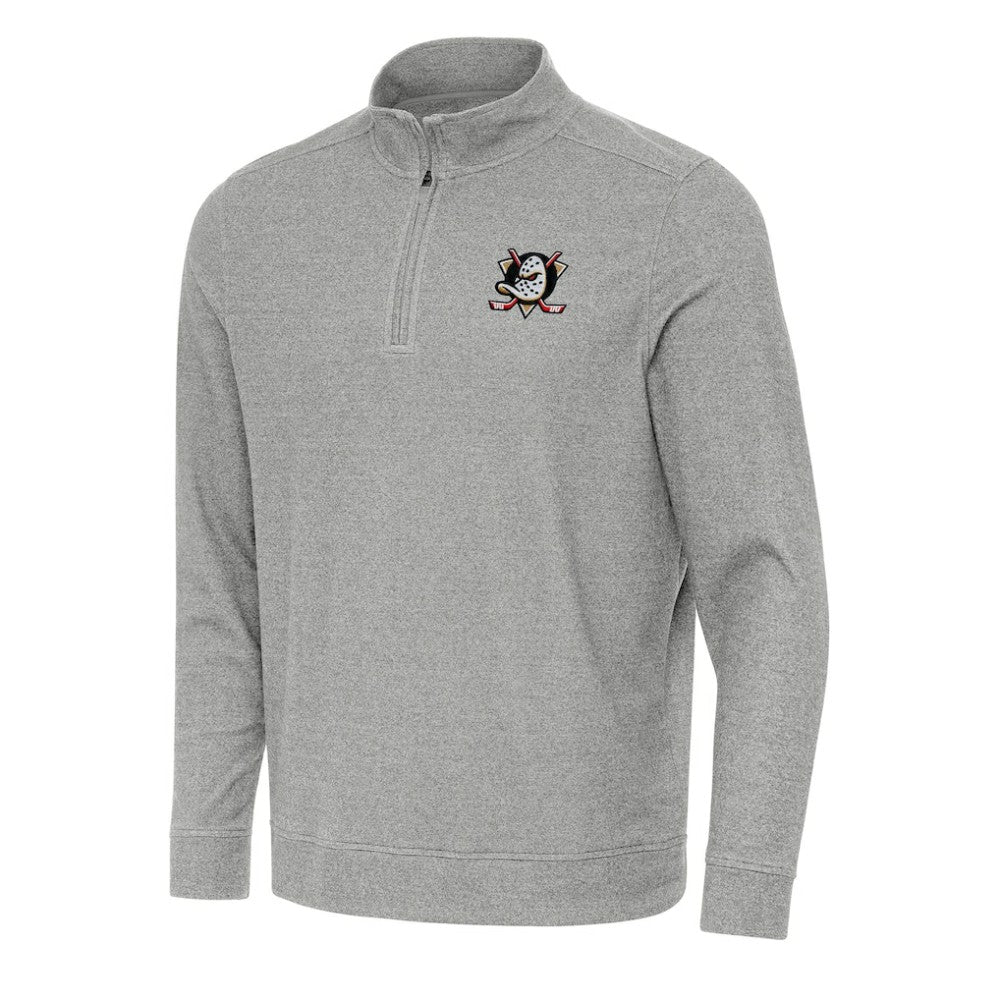 Anaheim Ducks Antigua Subtle Quarter-Zip Sweatshirt - Heather Gray - NHL 202233952
