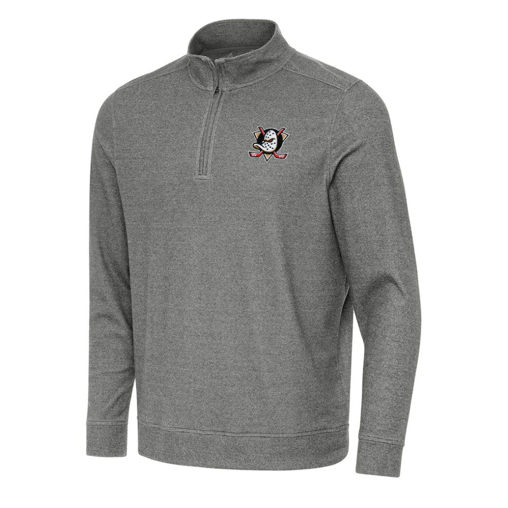 Anaheim Ducks Antigua Subtle Quarter-Zip Sweatshirt - Heather Black - NHL 202233953