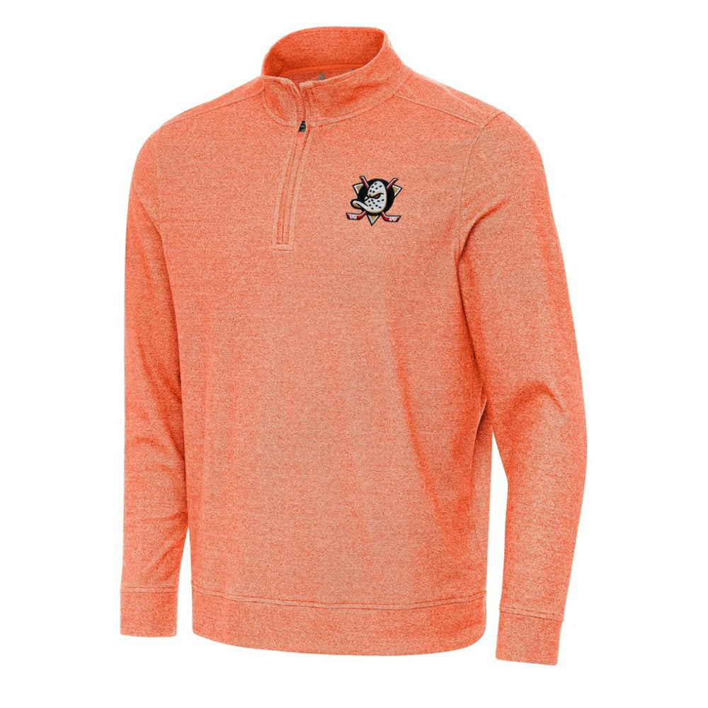 Anaheim Ducks Antigua Subtle Quarter-Zip Sweatshirt - Heather Orange - NHL 202233955