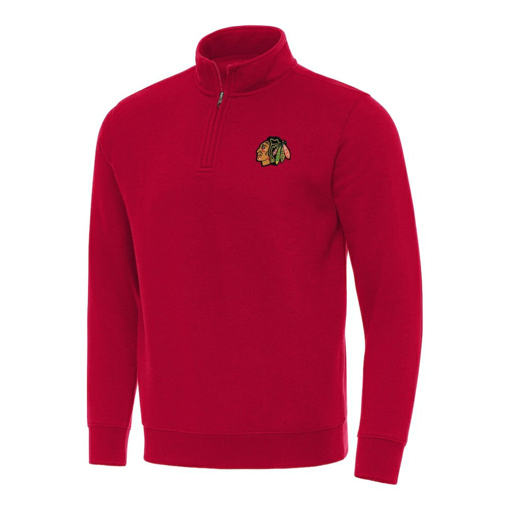 Chicago Blackhawks Antigua Victory Quarter-Zip Mock Sweatshirt - Red - NHL 202234010