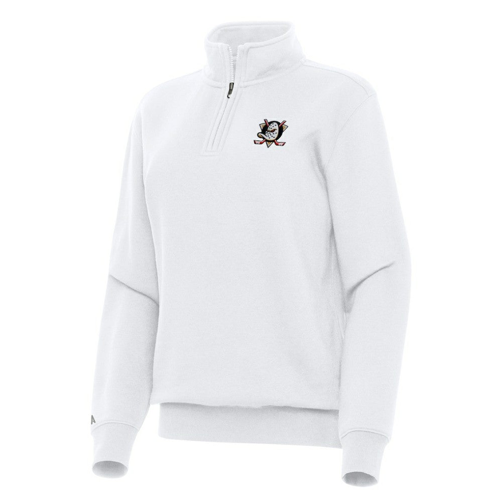 Anaheim Ducks Antigua Women's Victory Quarter-Zip Sweatshirt - White - NHL 202234028