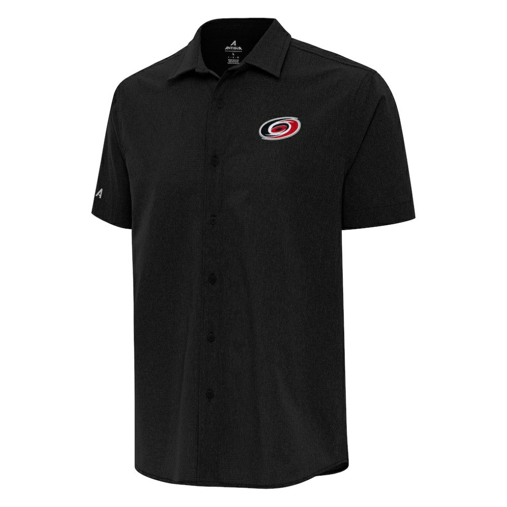Carolina Hurricanes Antigua Activate Woven Short Sleeve Button-Up Shirt - Black - NHL 202234060