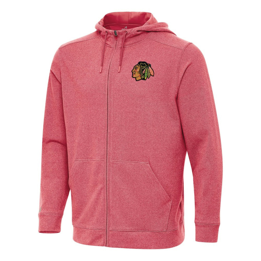 Chicago Blackhawks Antigua Effortless Full-Zip Hoodie Jacket - Heather Red - NHL 202234376