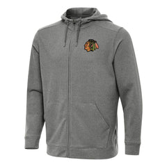 Chicago Blackhawks Antigua Effortless Full-Zip Hoodie Jacket - Heather Black - NHL 202234377