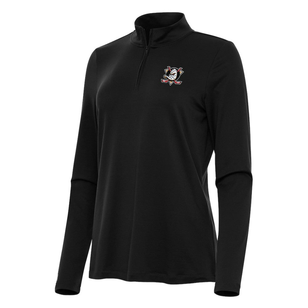 Anaheim Ducks Antigua Women's Reprocess Quarter-Zip Top - Black - NHL 202234444
