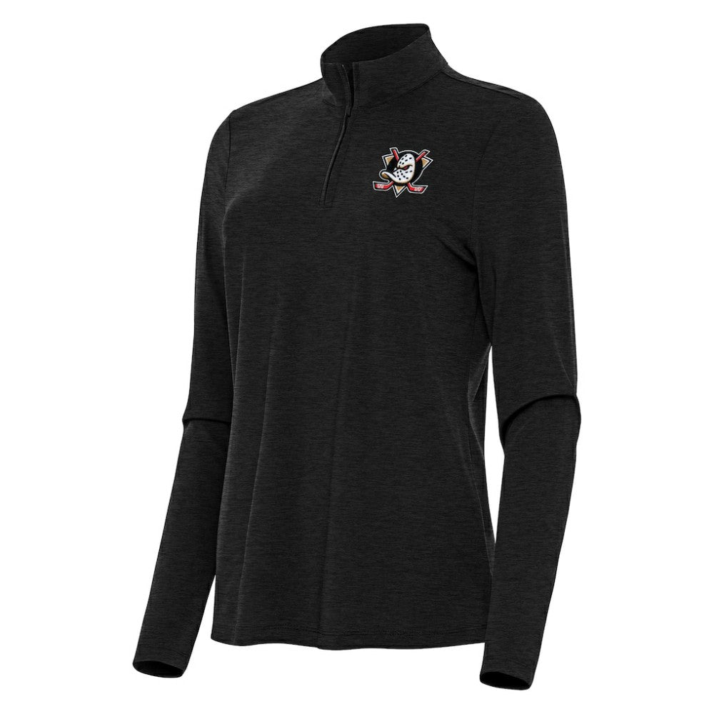 Anaheim Ducks Antigua Women's Bright Quarter-Zip Top - Heather Black - NHL 202234501