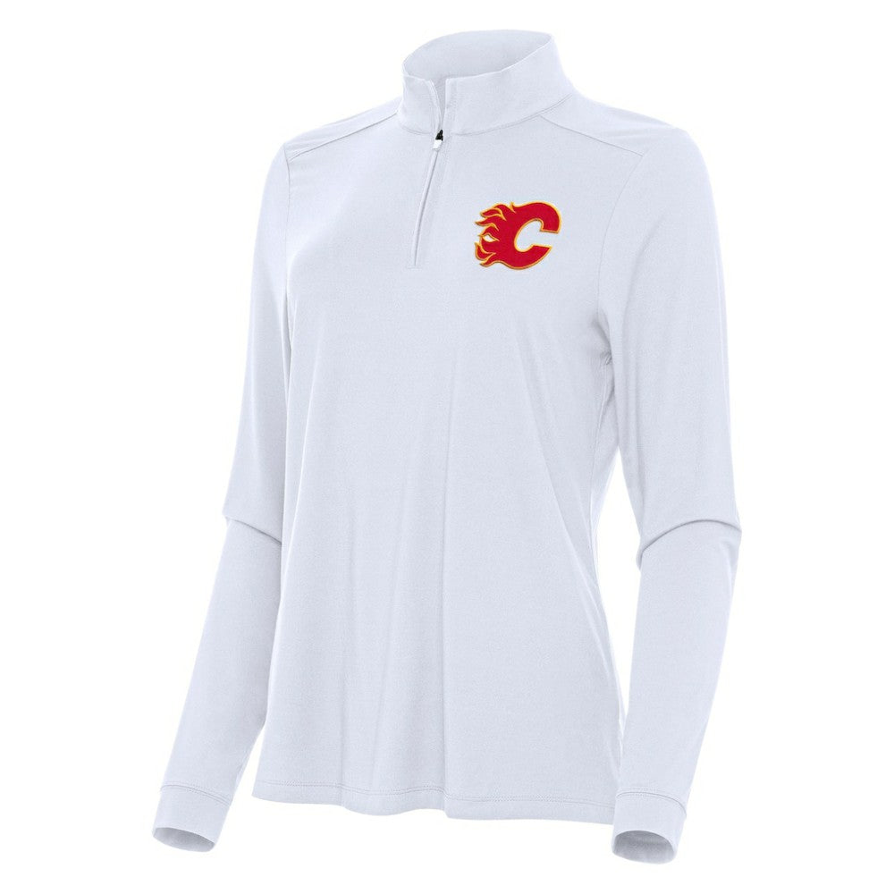 Calgary Flames Antigua Women's Intent Quarter-Zip Top - White - NHL 202234601