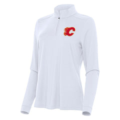 Calgary Flames Antigua Women's Intent Quarter-Zip Top - White - NHL 202234601
