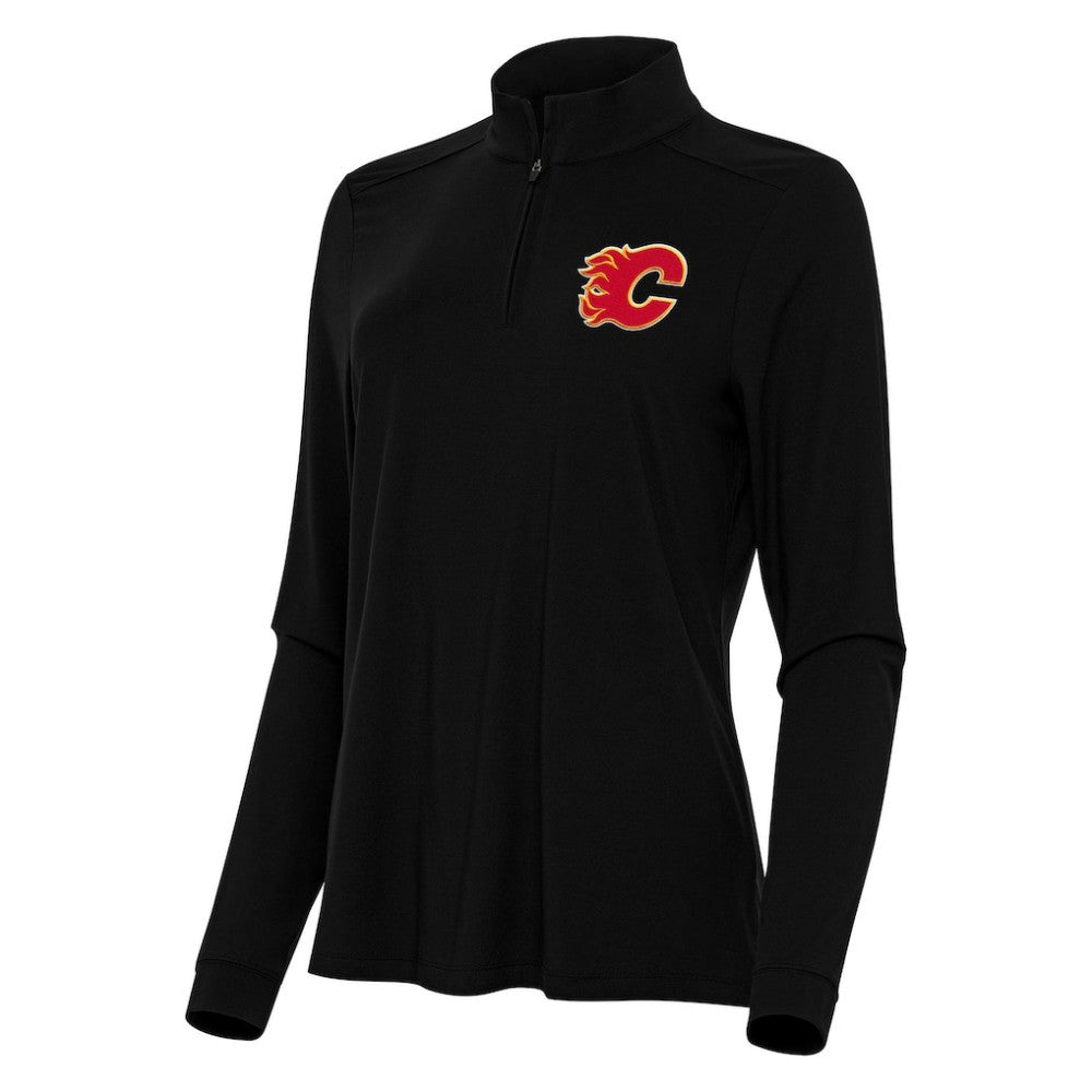 Calgary Flames Antigua Women's Intent Quarter-Zip Top - Black - NHL 202234602