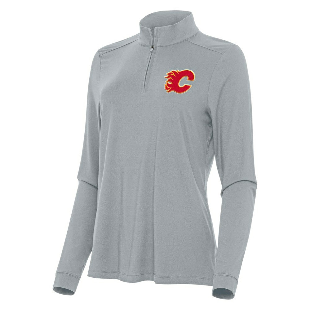 Calgary Flames Antigua Women's Intent Quarter-Zip Top - Gray - NHL 202234604
