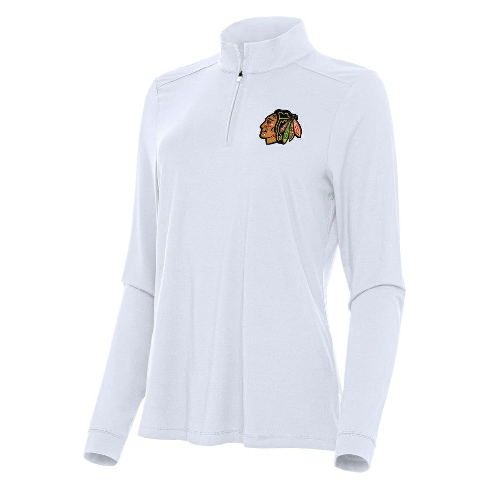 Chicago Blackhawks Antigua Women's Intent Quarter-Zip Top - White - NHL 202234608