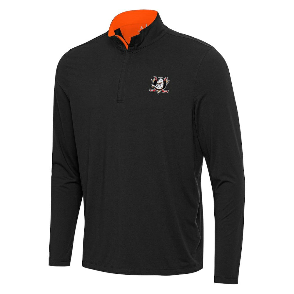 Anaheim Ducks Antigua Content Quarter-Zip Pullover Top - Black/Orange - NHL 202234692