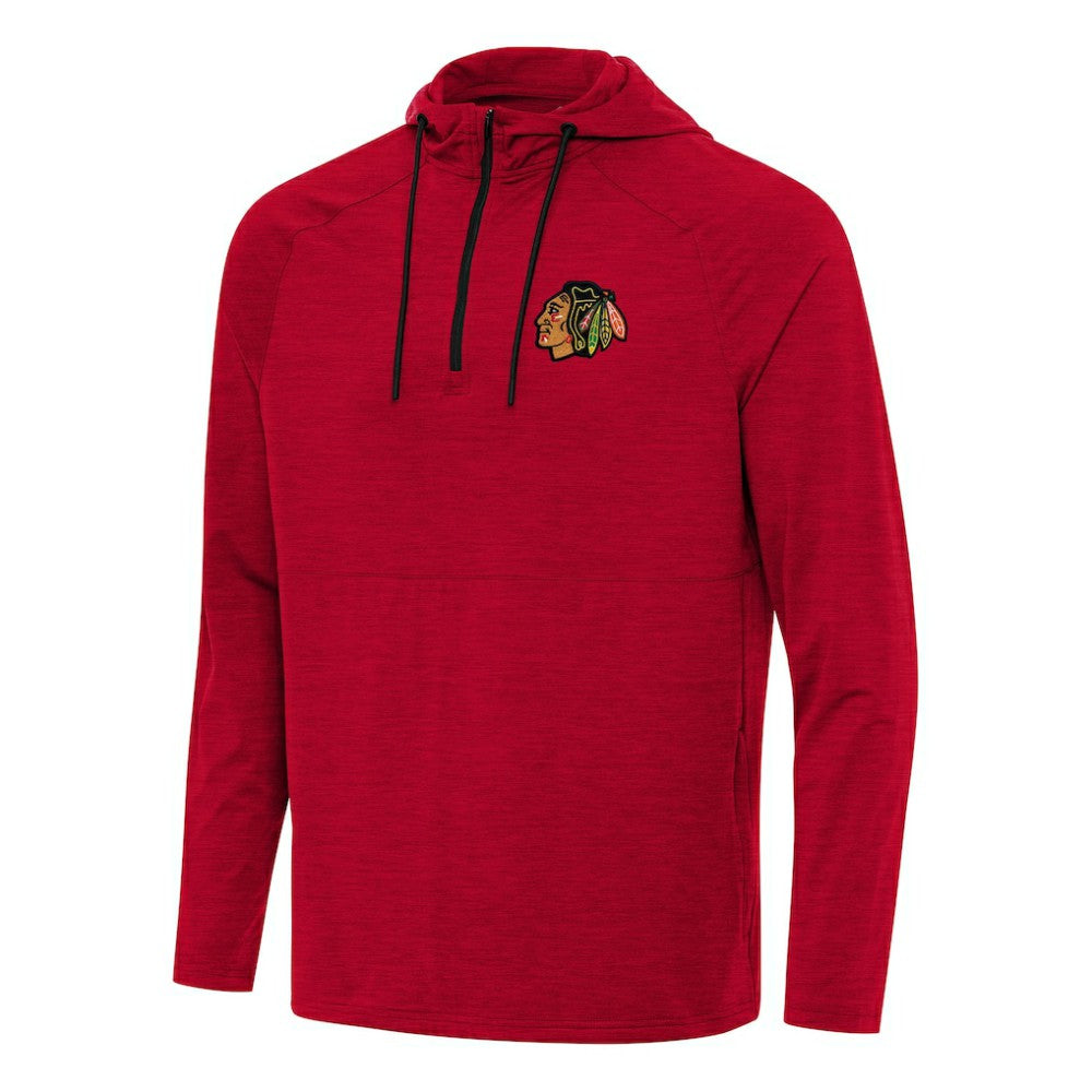 Chicago Blackhawks Antigua Spikes Quarter-Zip Hoodie - Heather Red - NHL 202234804