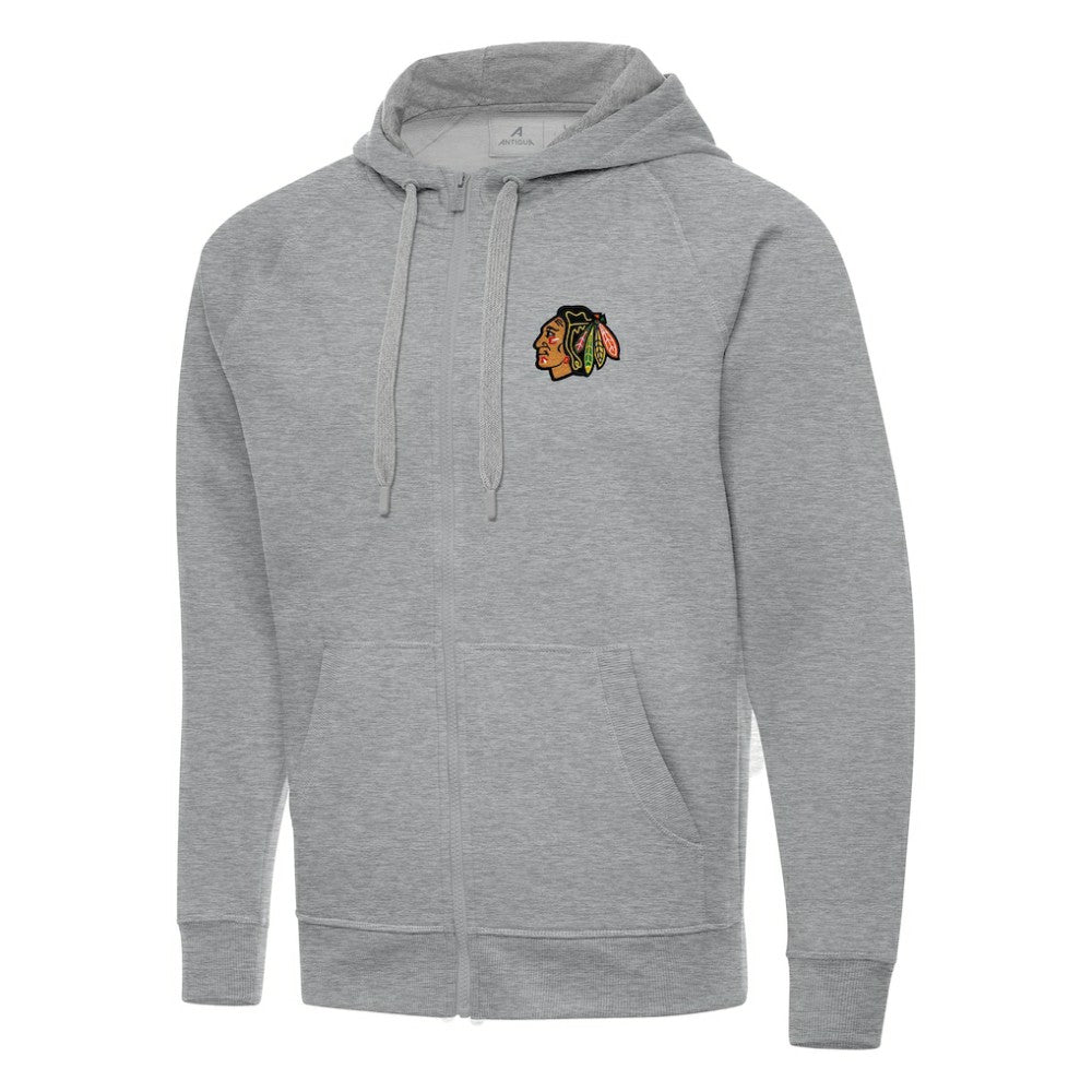 Chicago Blackhawks Antigua Big & Tall Victory Full-Zip Hoodie - Heather Gray - NHL 202235028