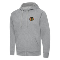 Chicago Blackhawks Antigua Big & Tall Victory Full-Zip Hoodie - Heather Gray - NHL 202235028