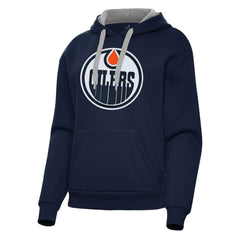 Edmonton Oilers Antigua Women's Victory Pullover Hoodie - Navy - NHL 202235585