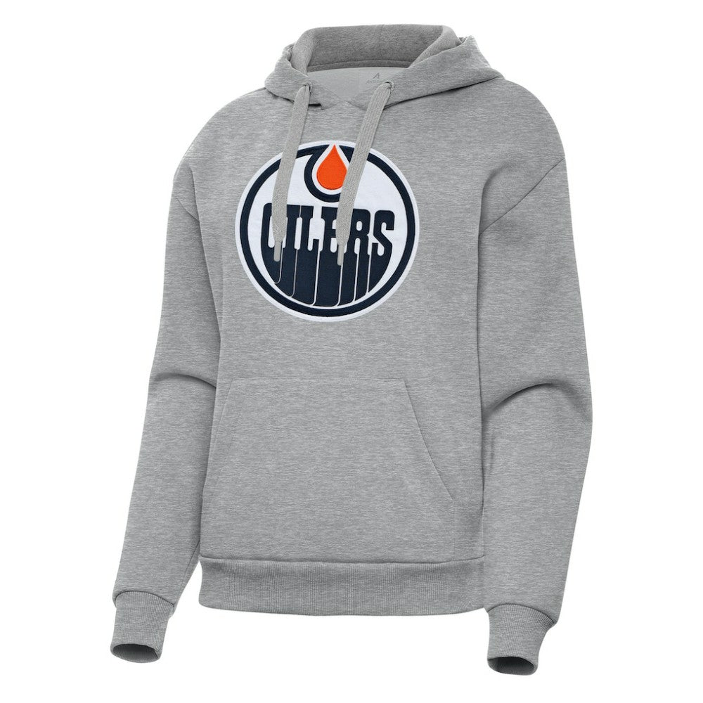Edmonton Oilers Antigua Women's Victory Pullover Hoodie - Heather Gray - NHL 202235590