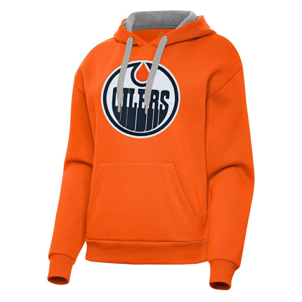 Edmonton Oilers Antigua Women's Victory Pullover Hoodie - Orange - NHL 202235592