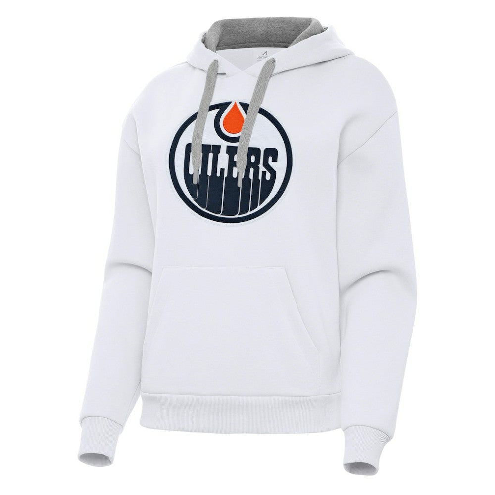 Edmonton Oilers Antigua Women's Victory Pullover Hoodie - White - NHL 202235599