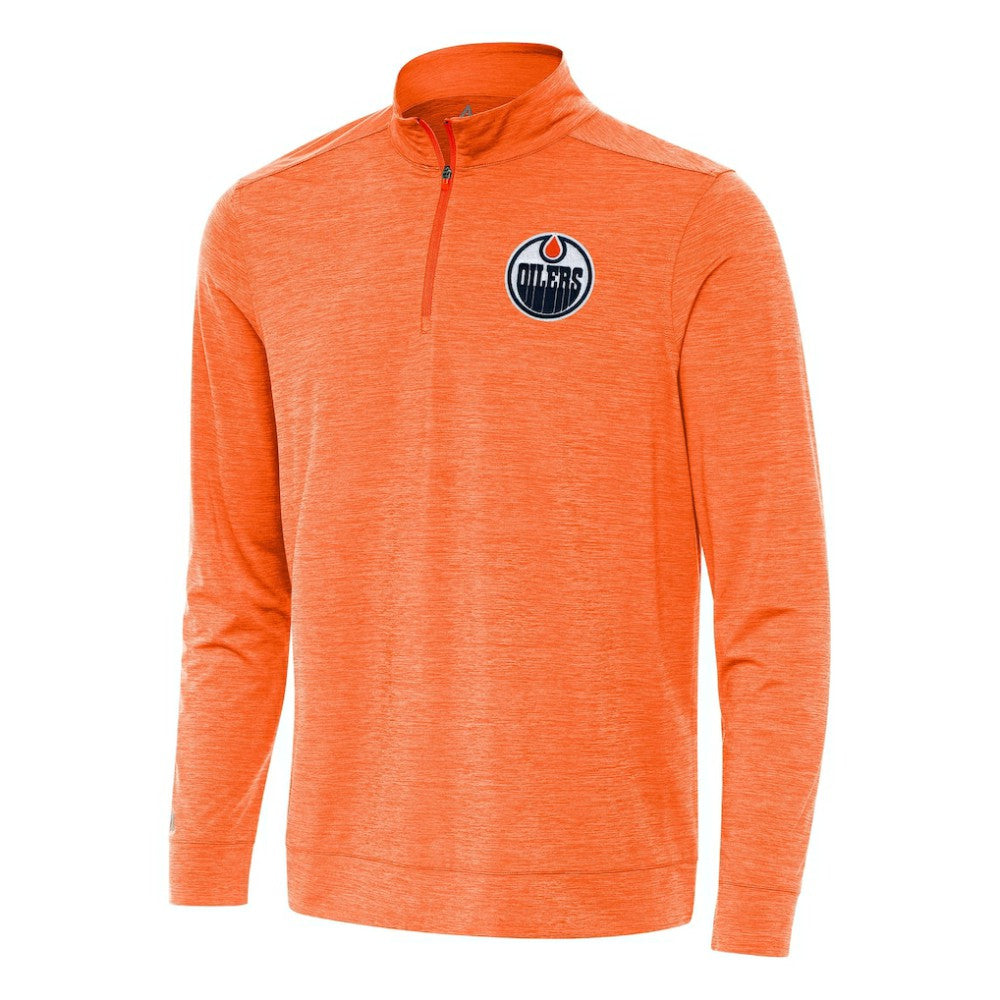 Edmonton Oilers Antigua Bright Quarter-Zip Top - Heather Orange - NHL 202235806