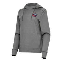 Columbus Blue Jackets Antigua Women's Justice Pullover Hoodie - Heather Black - NHL 202235979