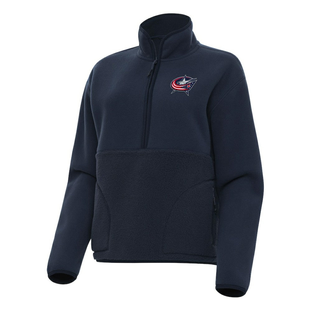 Columbus Blue Jackets Antigua Women's Figure Half-Zip Pullover Sweatshirt - Navy - NHL 202236138
