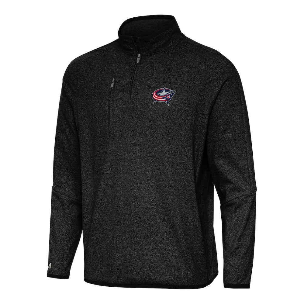 Columbus Blue Jackets Antigua Certain Quarter-Zip Tri-Blend Sweatshirt - Heather Black - NHL 202236165