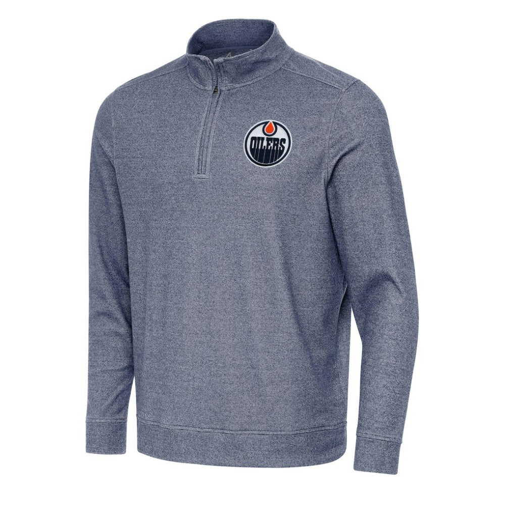 Edmonton Oilers Antigua Subtle Quarter-Zip Sweatshirt - Heather Navy - NHL 202236173