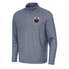 Edmonton Oilers Antigua Subtle Quarter-Zip Sweatshirt - Heather Navy - NHL 202236173