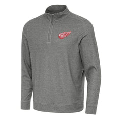 Detroit Red Wings Antigua Subtle Quarter-Zip Sweatshirt - Heather Black - NHL 202236184