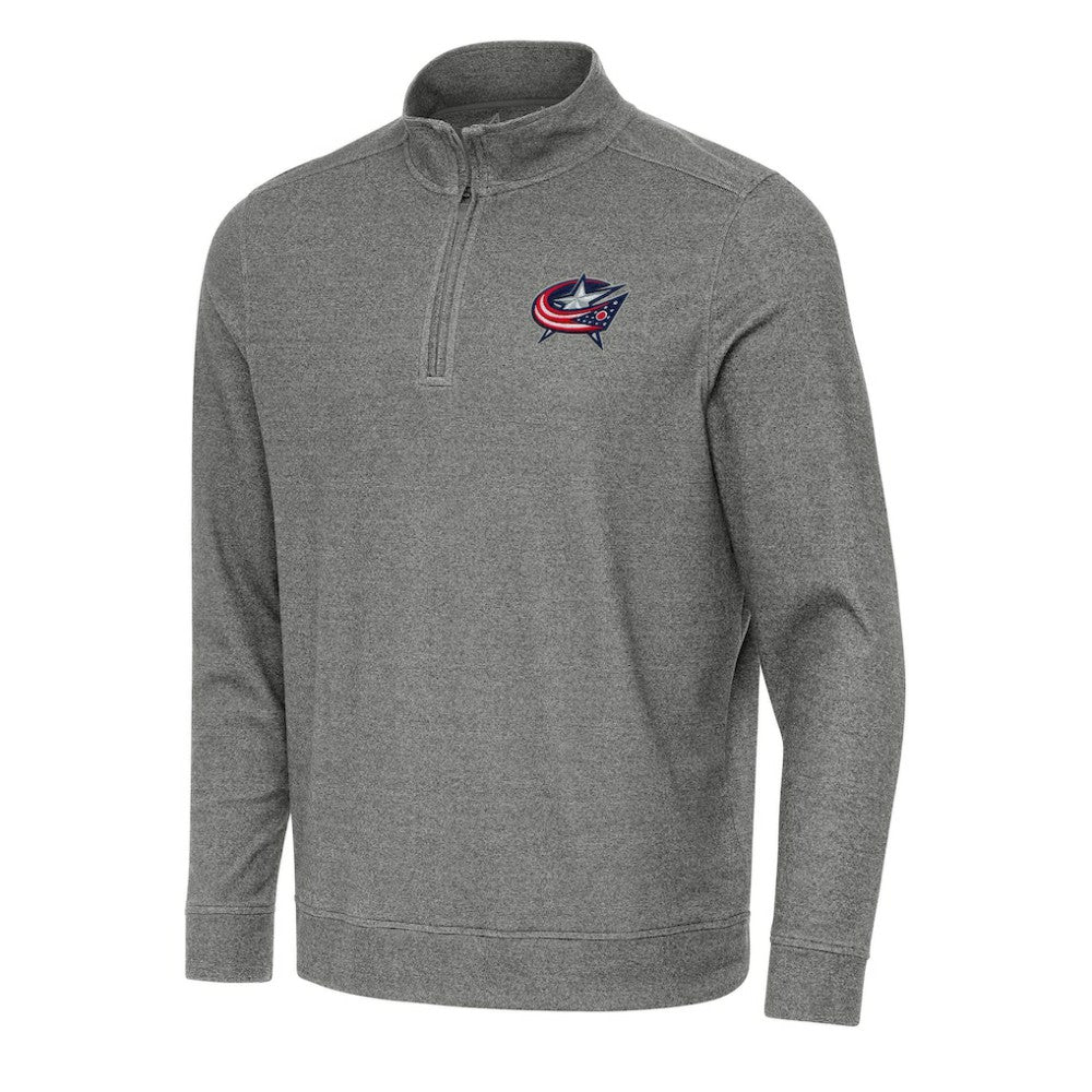 Columbus Blue Jackets Antigua Subtle Quarter-Zip Sweatshirt - Heather Black - NHL 202236186