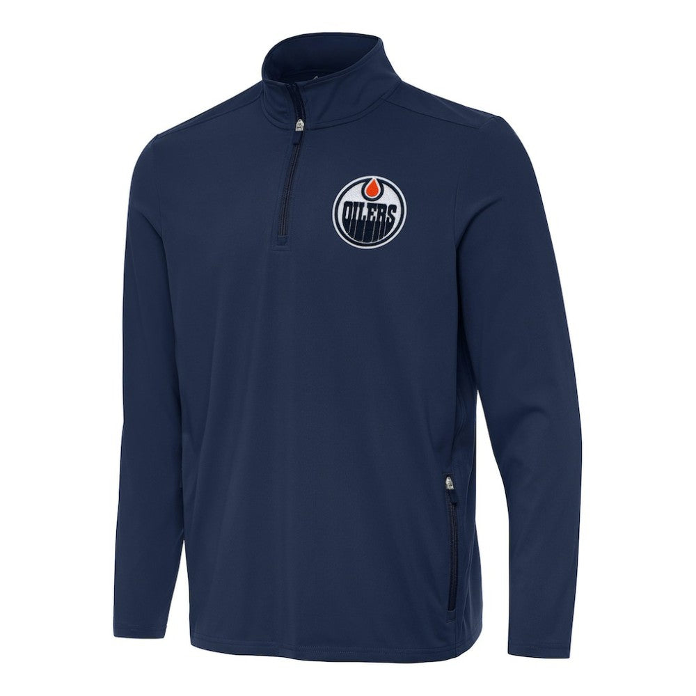 Edmonton Oilers Antigua Perilous Quarter-Zip Sweatshirt - Navy - NHL 202236199