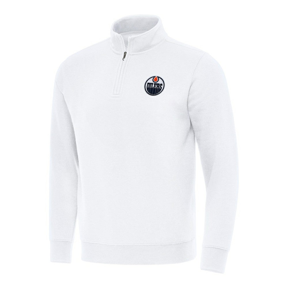 Edmonton Oilers Antigua Victory Quarter-Zip Mock Sweatshirt - White - NHL 202236251