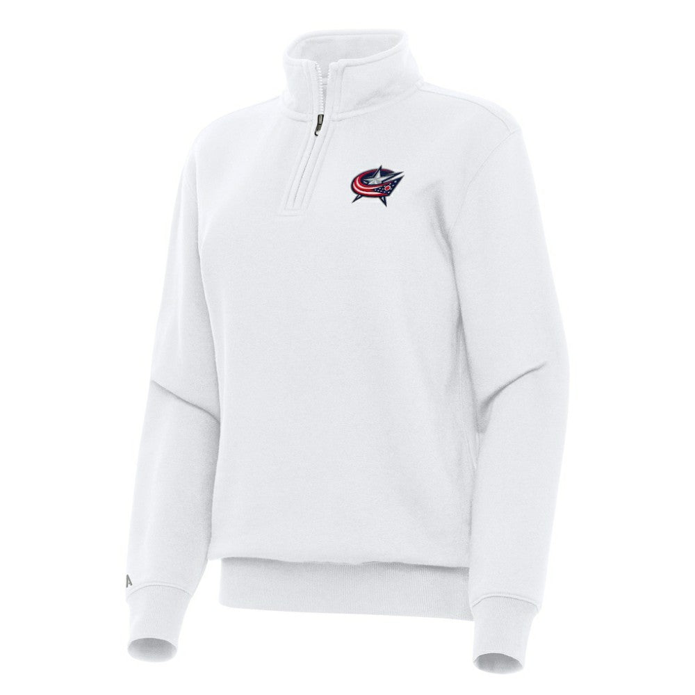 Columbus Blue Jackets Antigua Women's Victory Quarter-Zip Sweatshirt - White - NHL 202236254