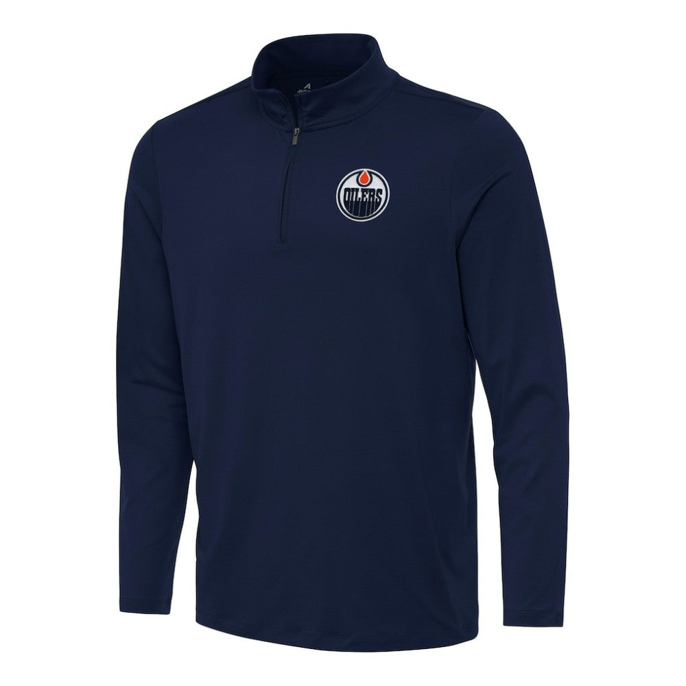 Edmonton Oilers Antigua Reprocess Quarter-Zip Top - Navy - NHL 202236318