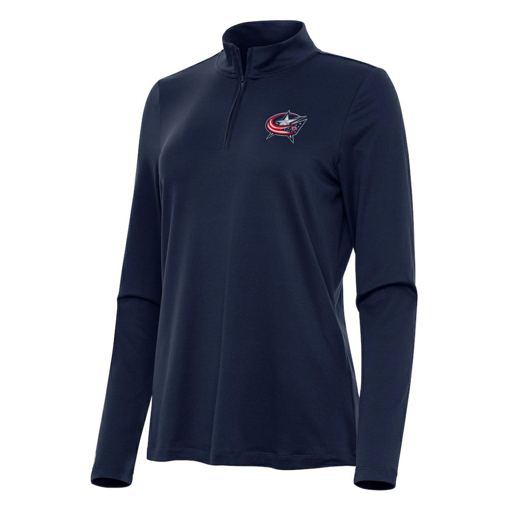 Columbus Blue Jackets Antigua Women's Reprocess Quarter-Zip Top - Navy - NHL 202236676