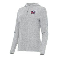 Columbus Blue Jackets Antigua Women's Daybreak Quarter-Zip Hoodie - Heather Gray - NHL 202236709