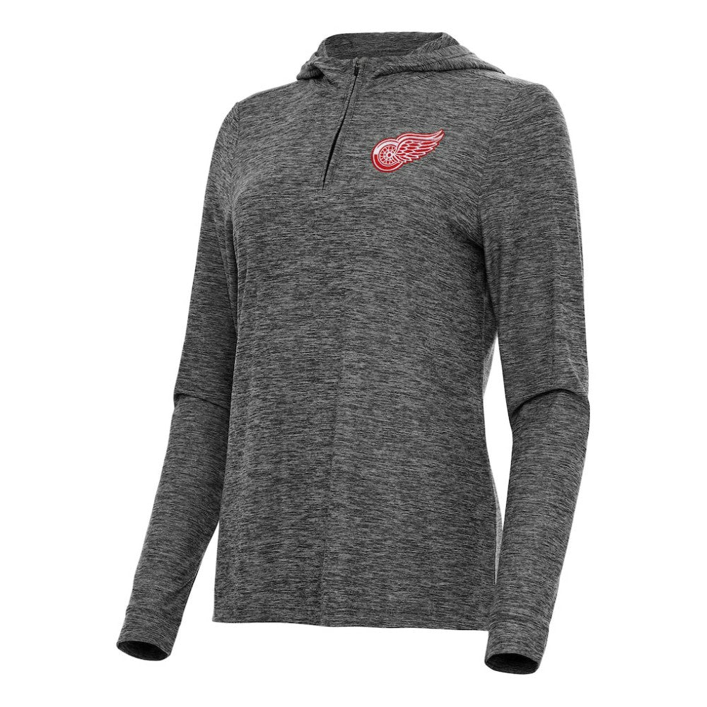 Detroit Red Wings Antigua Women's Daybreak Quarter-Zip Hoodie - Heather Black - NHL 202236712