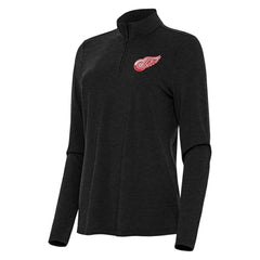Detroit Red Wings Antigua Women's Bright Quarter-Zip Top - Heather Black - NHL 202236721