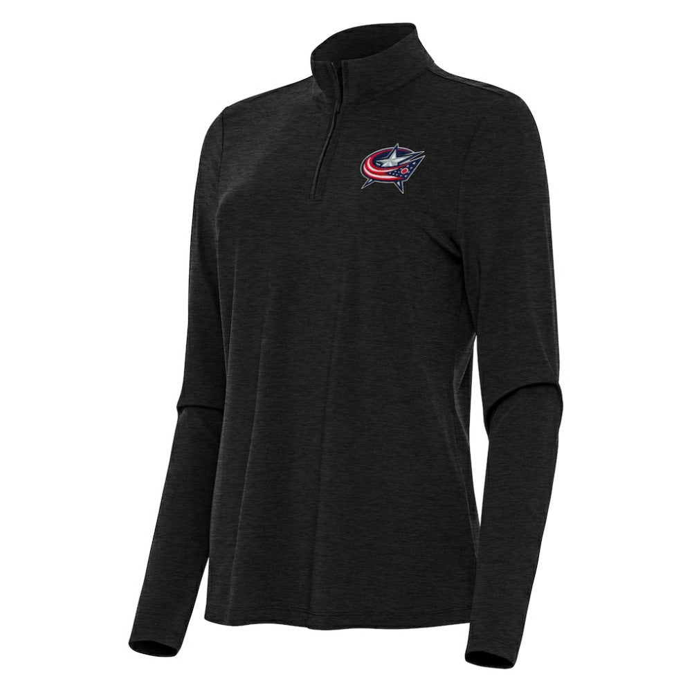 Columbus Blue Jackets Antigua Women's Bright Quarter-Zip Top - Heather Black - NHL 202236734