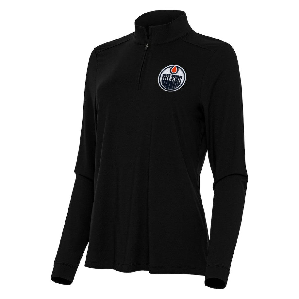 Edmonton Oilers Antigua Women's Intent Quarter-Zip Top - Black - NHL 202236843