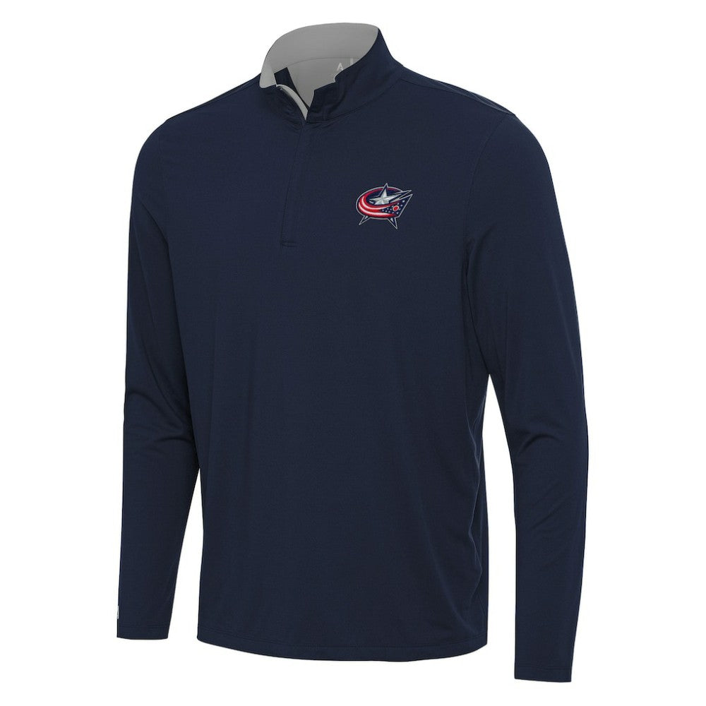 Columbus Blue Jackets Antigua Content Quarter-Zip Pullover Top - Navy/Gray - NHL 202236949