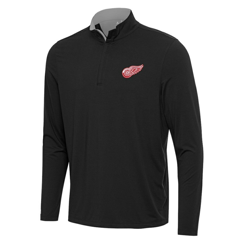 Detroit Red Wings Antigua Content Quarter-Zip Pullover Top - Black/Gray - NHL 202236950